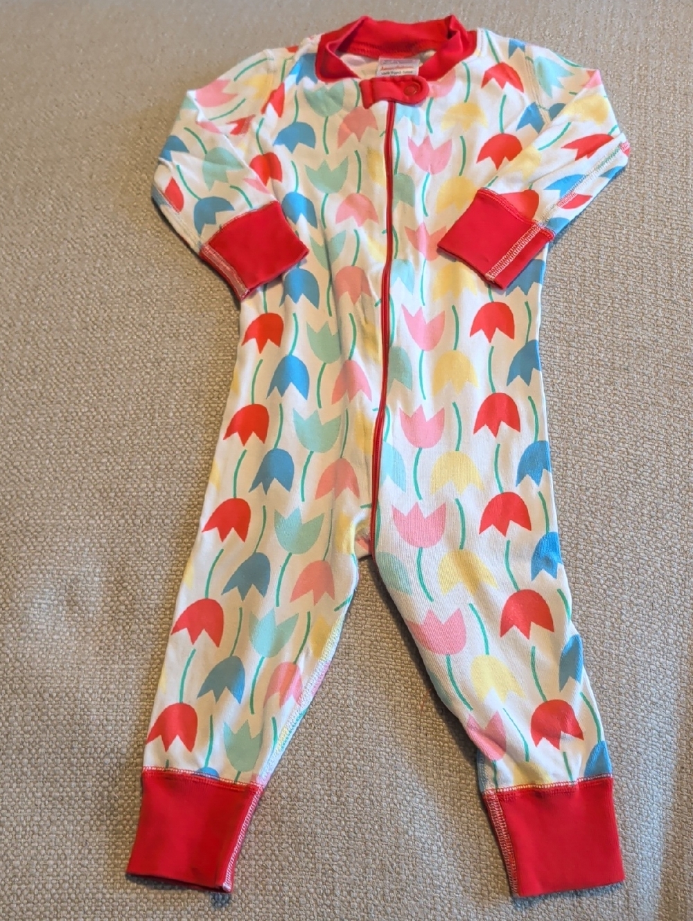Hanna Andersson Multicolor Tulip Print Zip-up  One-Piece Pajamas